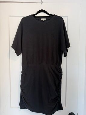 Z Supply Black Short Sleeve Ruched Tee Dress